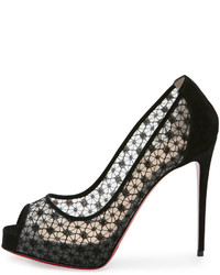 Christian Louboutin Very Lace Platform 120mm Red Sole Pump Black