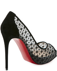 Christian Louboutin Very Lace Platform 120mm Red Sole Pump Black