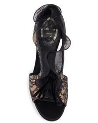 Rene Caovilla Lace And Ruffle Trimmed Sandals