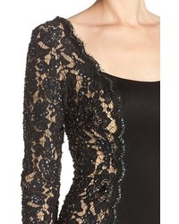 Terani Couture Embellished Lace Crepe Sheath Dress