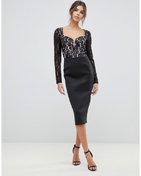 ASOS DESIGN Lace Mix Midi Dress With Sweetheart Neck