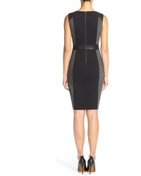 NYDJ Lexie Mixed Media Sheath Dress Size 14 Black
