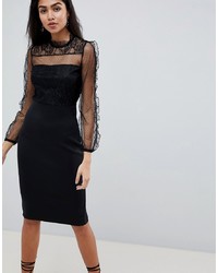 AX Paris Long Sleeve Bodycon Dress With Mesh Sleeves