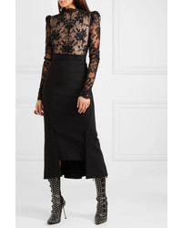 Alexander McQueen Open Back Lace And Wool Crepe Dress