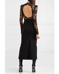Alexander McQueen Open Back Lace And Wool Crepe Dress