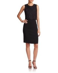 Rebecca Taylor Refined Suiting Lace Layered Sheath