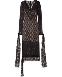 Christopher Kane Tie Detailed Stretch Chantilly Lace Midi Dress