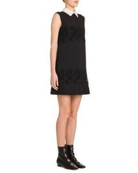 Valentino Contrast Collar Lace Inset Shift Dress