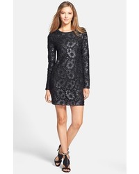 French Connection Faux Leather Lace Shift Dress