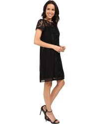 Adrianna Papell Lace Shift Dress W Pleated Side Panels