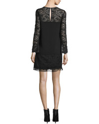 Diane von Furstenberg Lavana Long Sleeve Lace Shift Dress Black