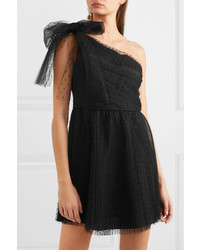 REDVALENTINO One Shoulder Pleated Point Desprit Tulle Mini Dress