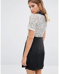 Fashion Union Shift Dress With Lace Top And Contrast Collar