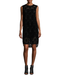 DKNY Sleeveless Lace Shift Dress Black