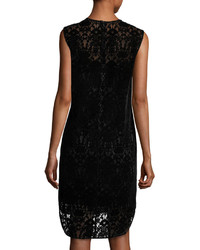 DKNY Sleeveless Lace Shift Dress Black