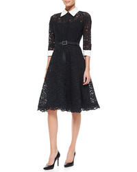 Rickie Freeman For Teri Jon 34 Sleeve Lace Cocktail Shirtdress With Embellished Buckle Belt