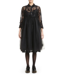 Tricot Comme des Garcons Lace Bodice Shirtdress With Tulle Skirt