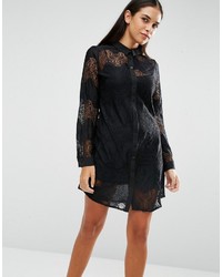 black lace shirt dress Big sale - OFF 64%