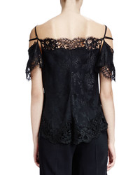Givenchy Off The Shoulder Lace Trim Blouse Black