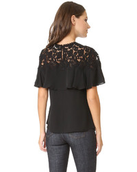 Rebecca Taylor Short Sleeve Georgette Lace Top