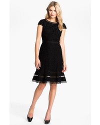 Adrianna Papell Lace Fit Flare Dress Black 20w