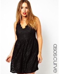 Asos Curve Skater Dress In Lace With Scallop Edge