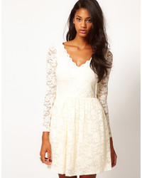 Asos Skater Dress In Lace With Scallop Neck