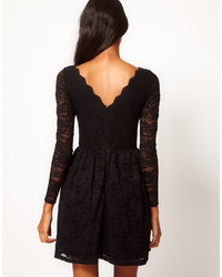 Asos Skater Dress In Lace With Scallop Neck