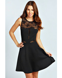 Boohoo Carrie Lace Insert Skater Dress