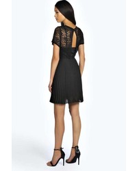 Boohoo Esther Lace Pleated Skater Dress