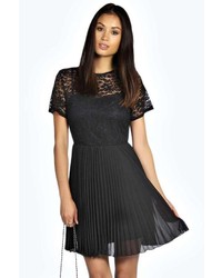 Boohoo Esther Lace Pleated Skater Dress