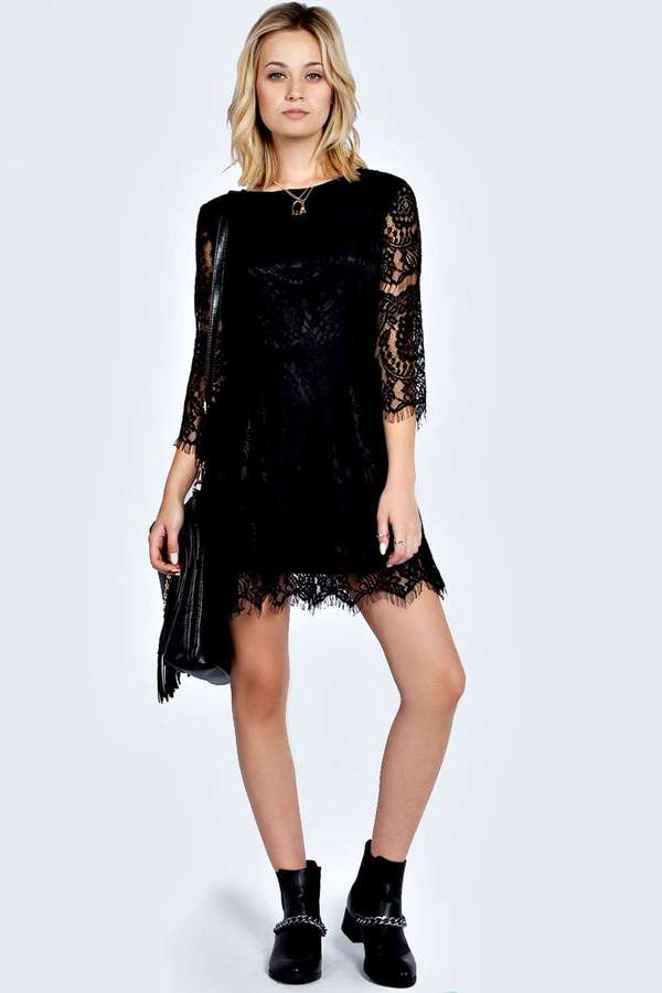 boohoo black lace dress