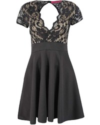 Boohoo Zotia Plunge Front Backless Lace Skater Dress