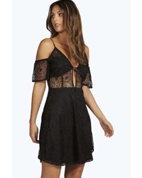 Boohoo Boutique Ally Lace Cut Out Detail Skater Dress