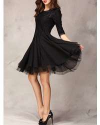 Choies Black Lace Panel Party Dress
