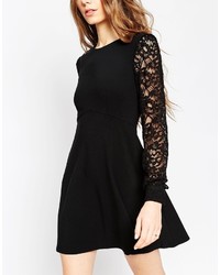 Asos Collection Long Lace Sleeve Skater Dress