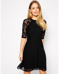Asos Collection Mini Skater Dress With Lace Panel