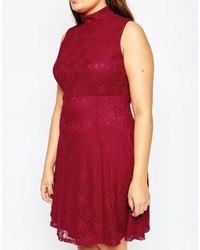 Asos Curve Lace Skater Dress With High Neck