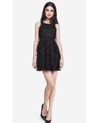 Express Black 3d Lace Fit And Flare Dress