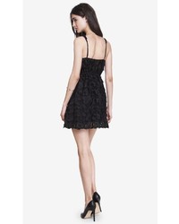 Express Black 3d Lace Fit And Flare Dress