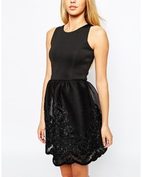 Lipsy Full Prom Skater Dress With Lace Embroidered Skirt