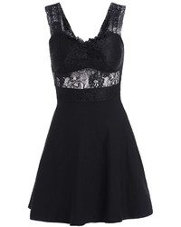 Lace Insert Hollow Flare Dress
