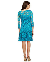 Leslie Fay Floral Lace Fit And Flare Dress