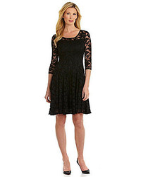 Leslie Fay Floral Lace Fit And Flare Dress