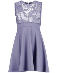 Boohoo Lilly Lace Plunge Scallop Skater Dress
