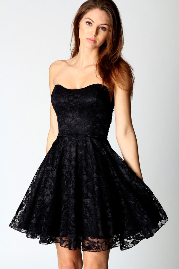 black lace bandeau dress