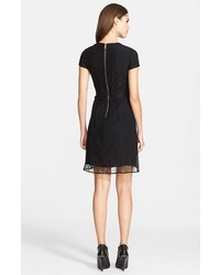 Burberry Prorsum Chantilly Lace Dress With Leather Trim