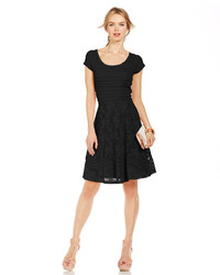 NY Collection Short Sleeve Mixed Lace Flare Dress
