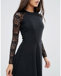 Asos Skater Dress With Lace Sleeves