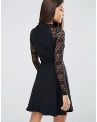 Asos Skater Dress With Lace Sleeves